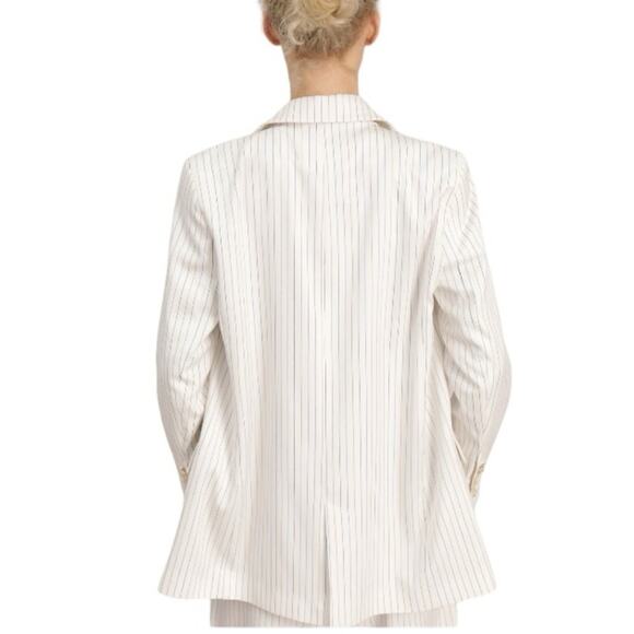 Munthe White Pin Stripe Blazer Size 14 New Copenhagen Preppy Boyfriend $400 - Picture 2 of 10